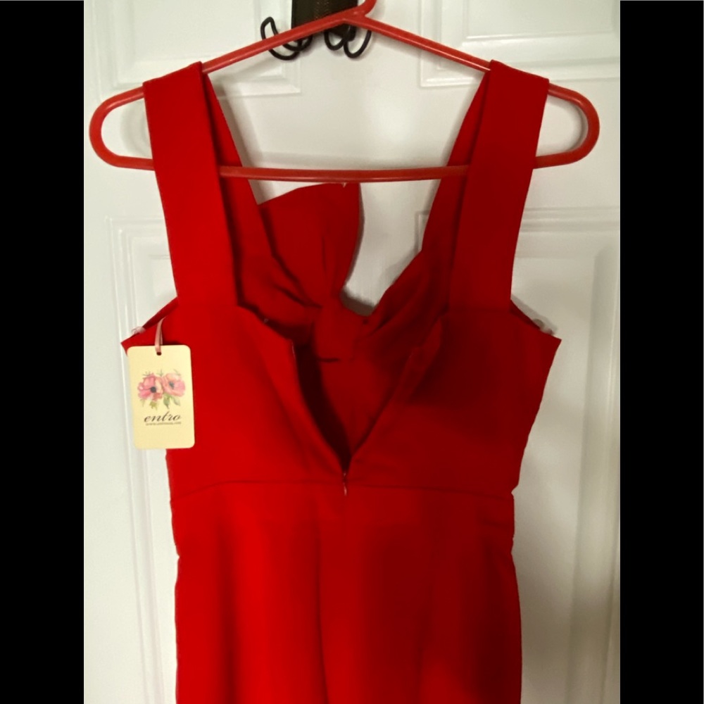 COPY ❤️ Red Bow Jumpsuit /Vici, Size Small, Holiday Cocktail 🍸 Party, NWT - Picture 10 of 16